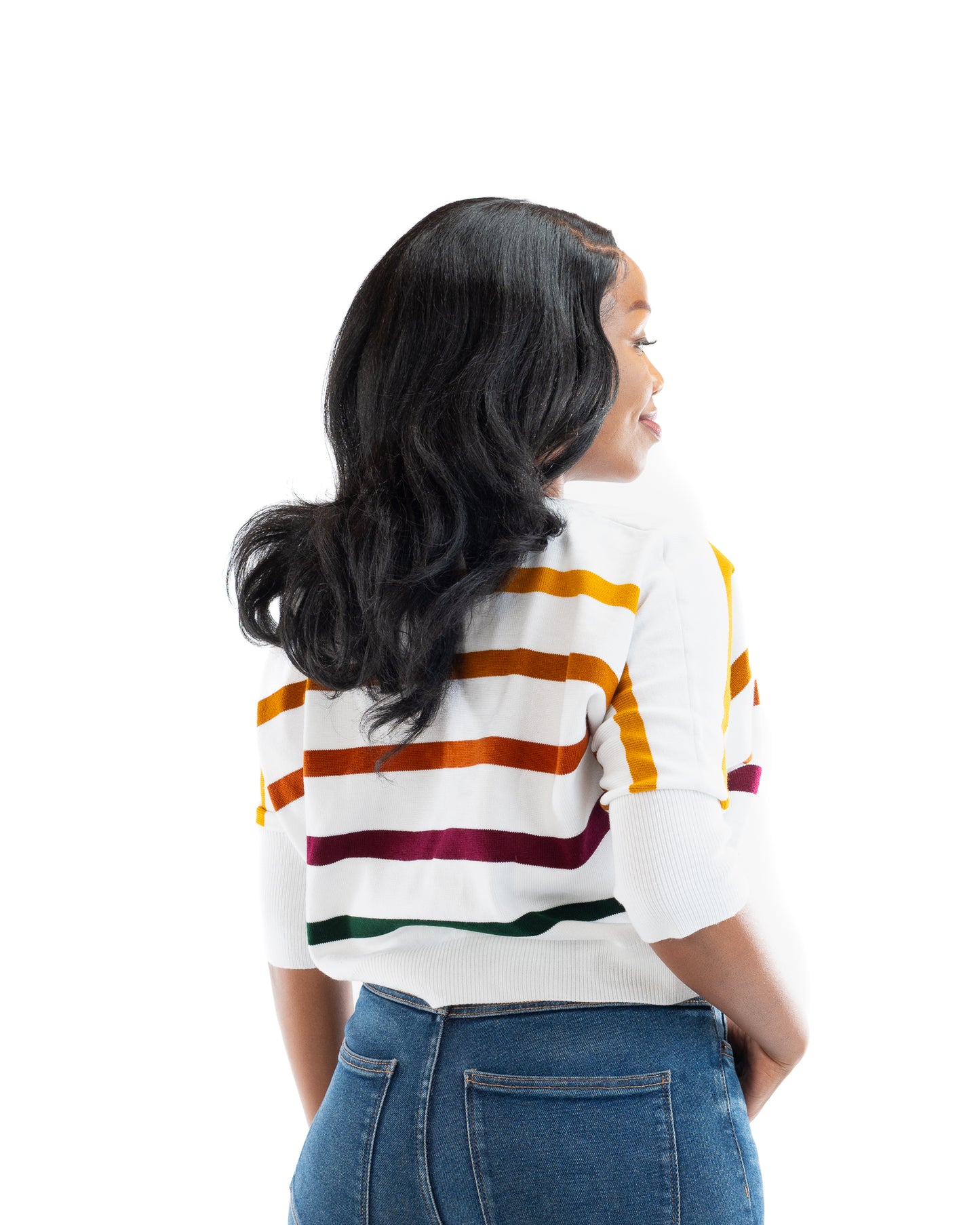 Riviera Stripe Knit Top In White
