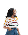 Riviera Stripe Knit Top In White