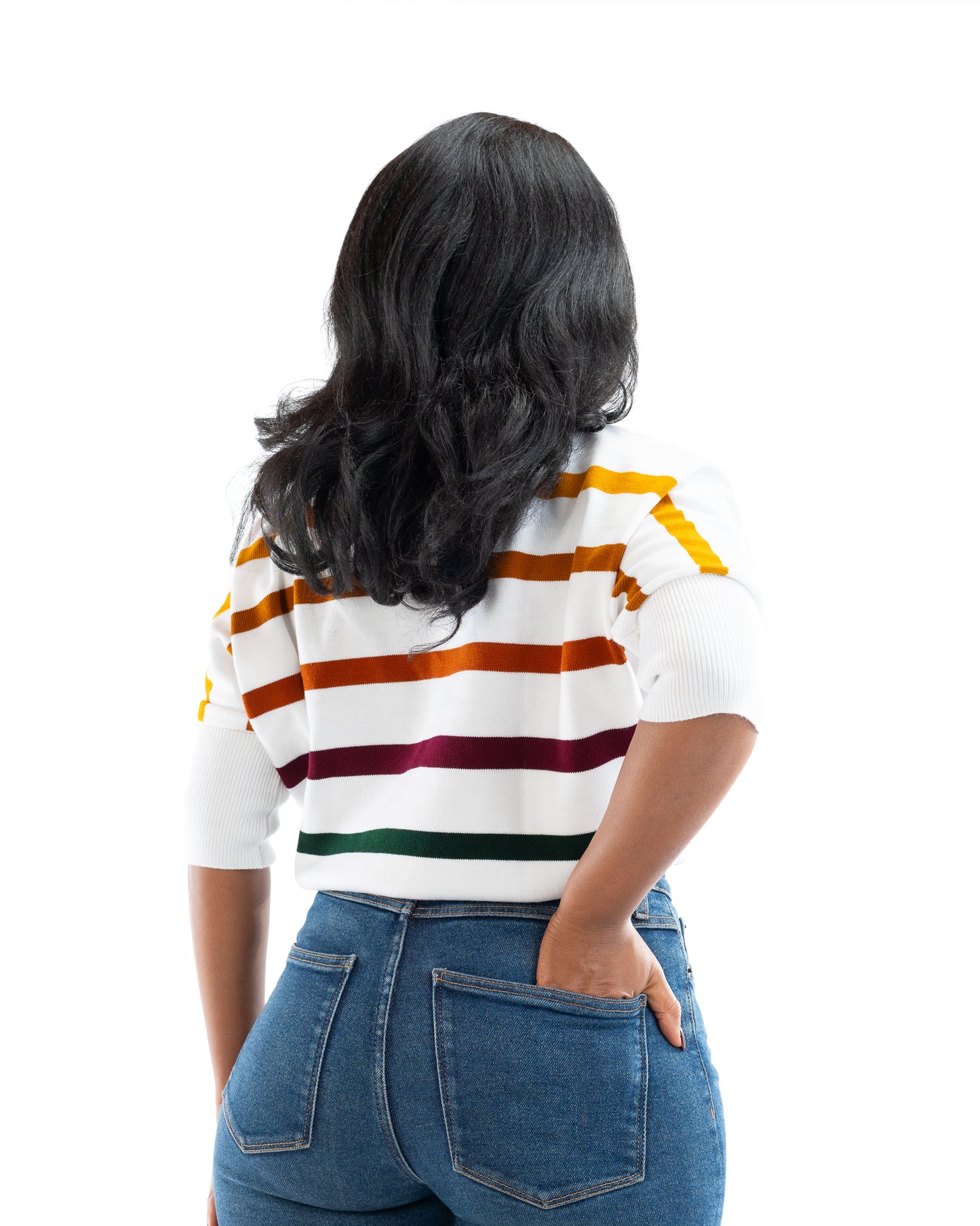 Riviera Stripe Knit Top In White