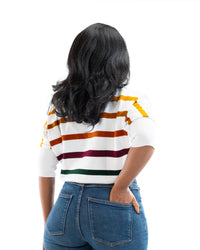 Riviera Stripe Knit Top In White