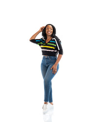 Riviera Stripe Knit Top In Black