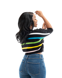Riviera Stripe Knit Top In Black