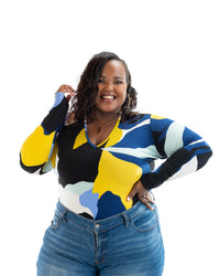 Abstract Canvas V-Neck Bodysuit