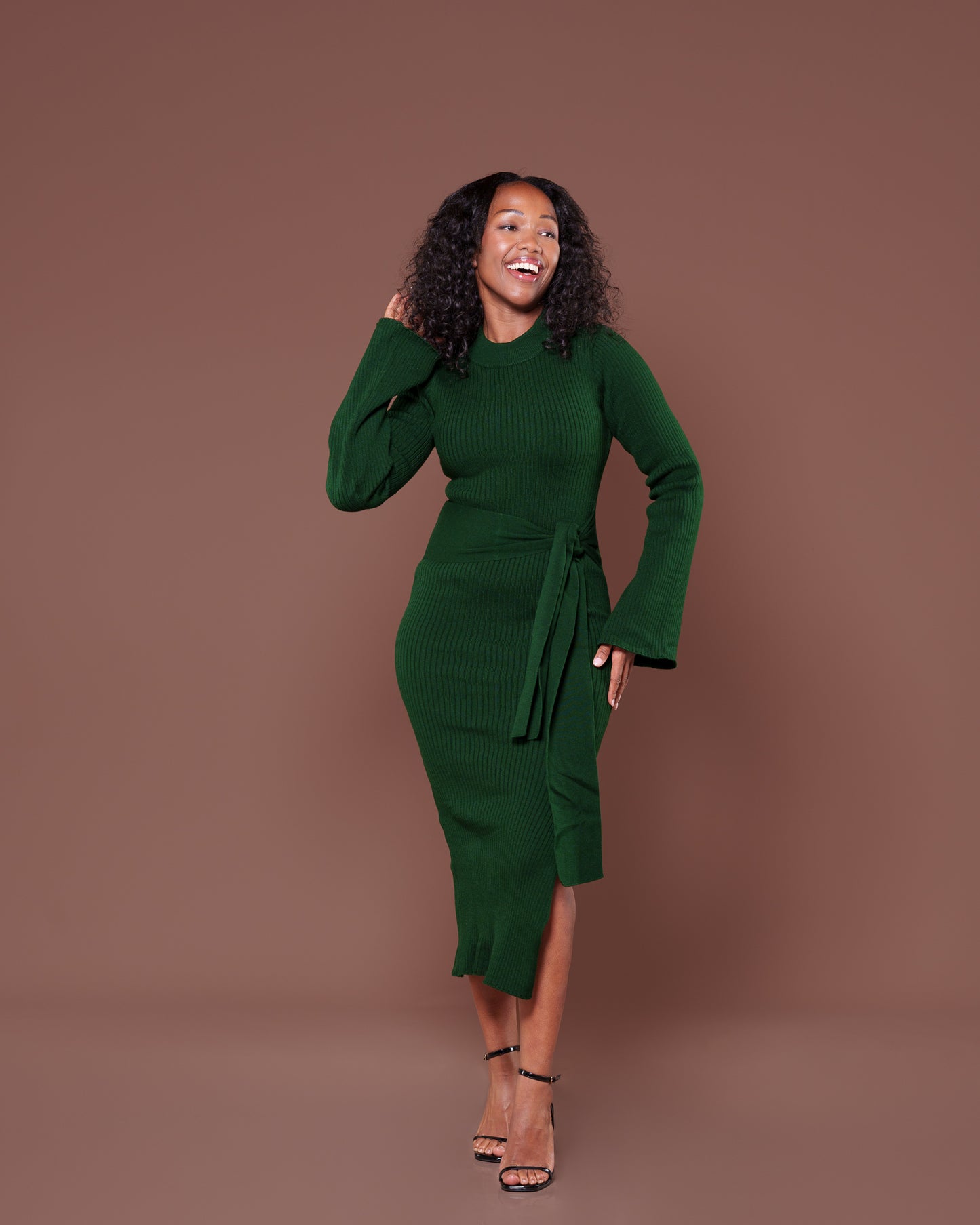 Aura Knitted Dress In Green