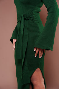 Aura Knitted Dress In Green