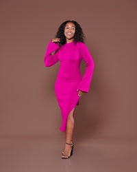 Aura Knitted Dress In Magenta