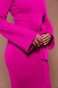 Aura Knitted Dress In Magenta