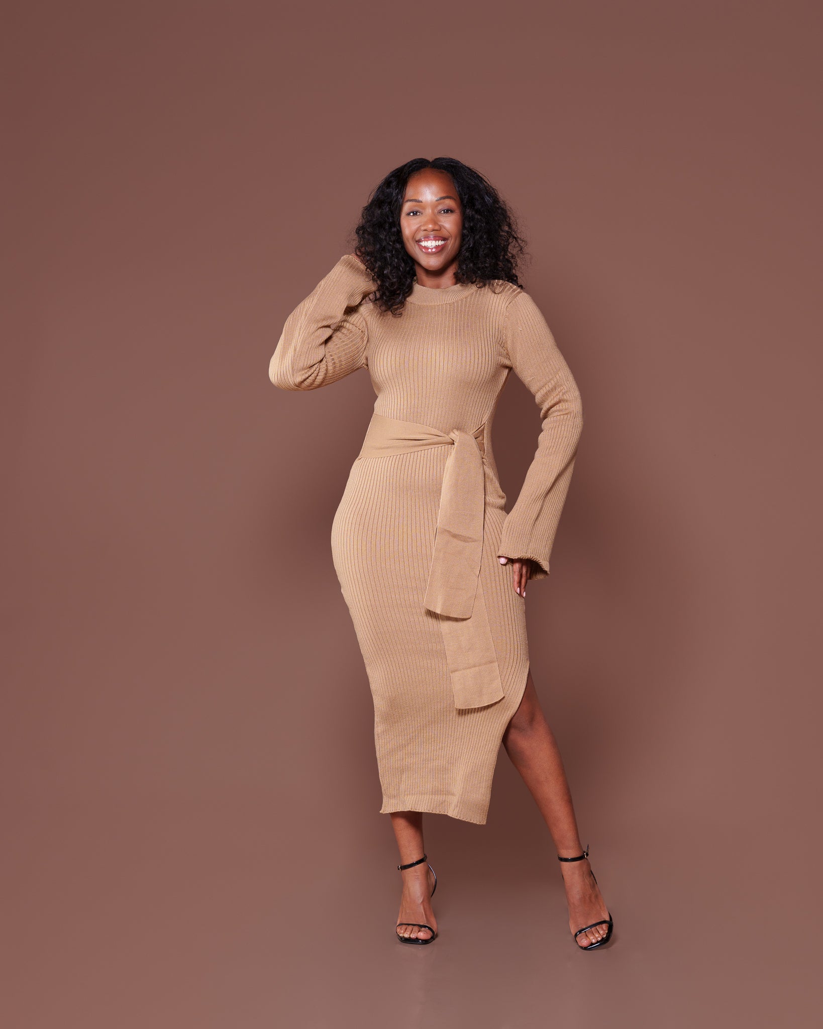 Aura Knitted Dress In Sand