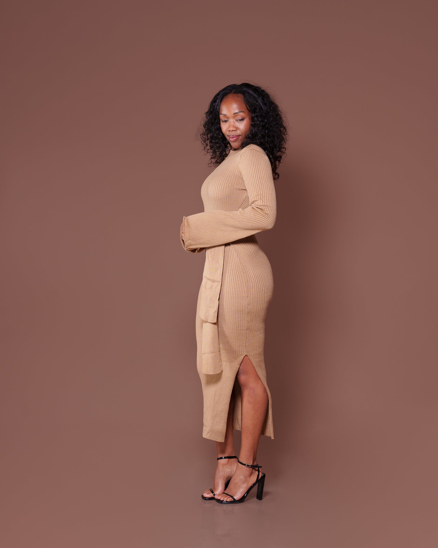 Aura Knitted Dress In Sand