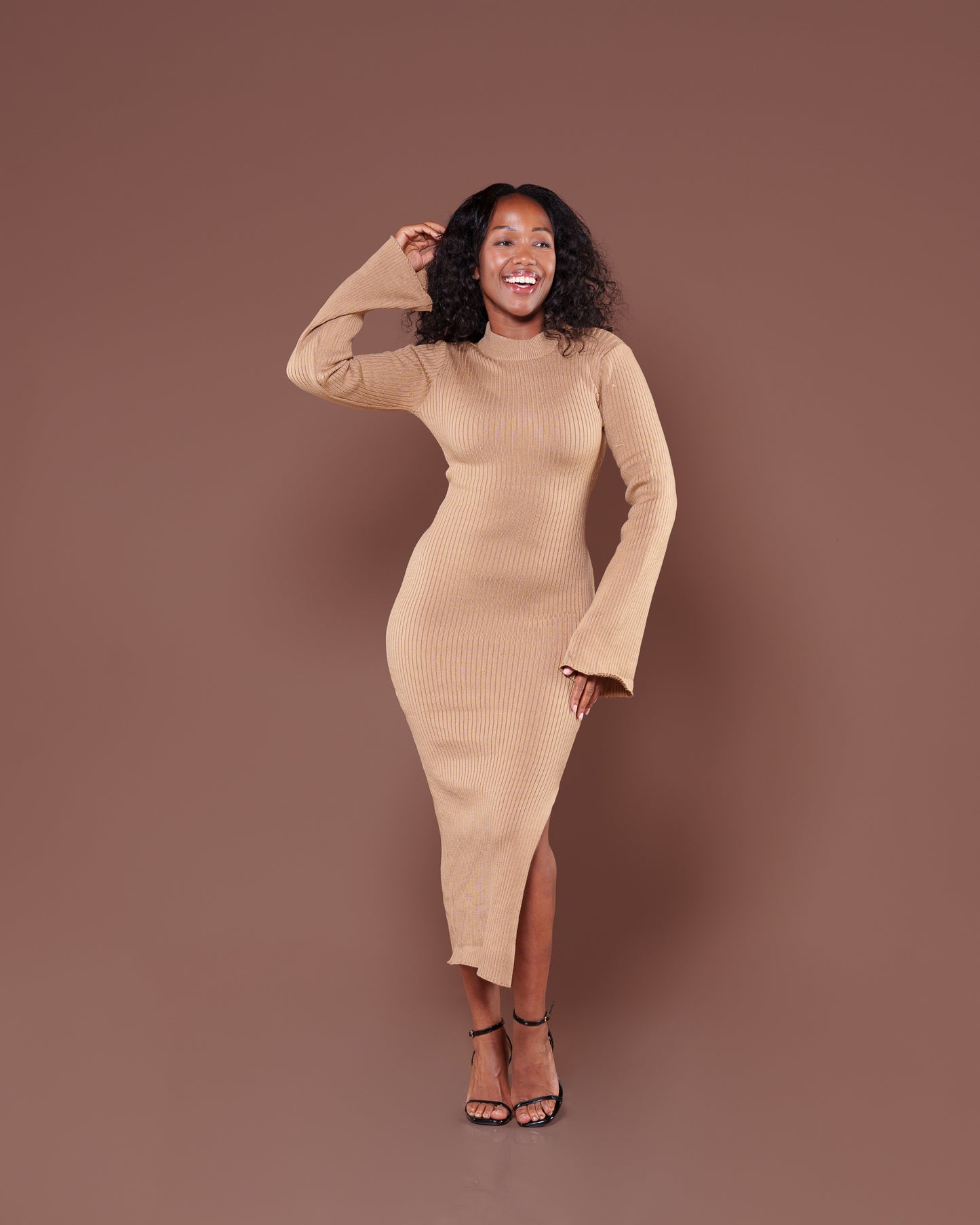 Aura Knitted Dress In Sand