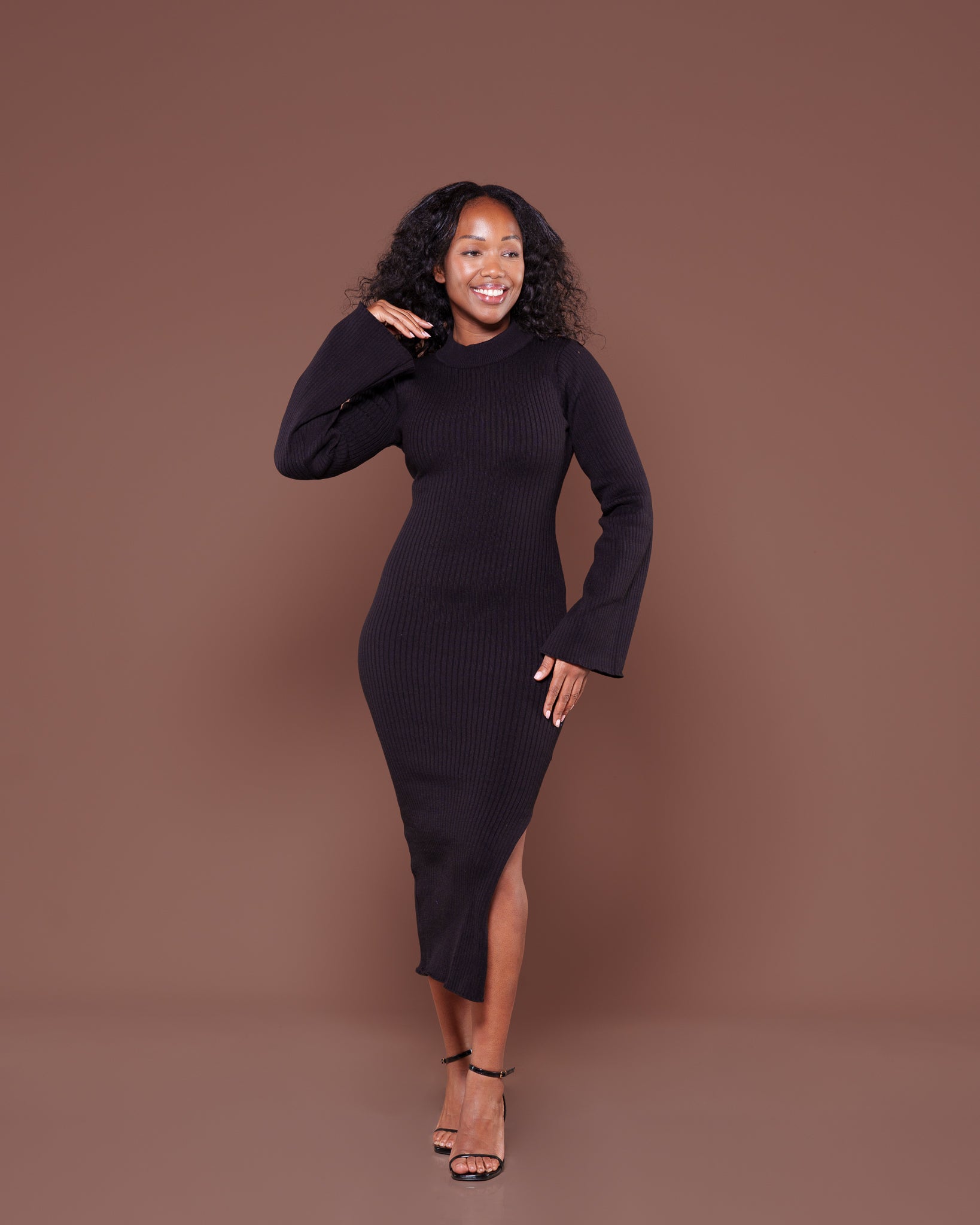 Aura Knitted Dress In Black