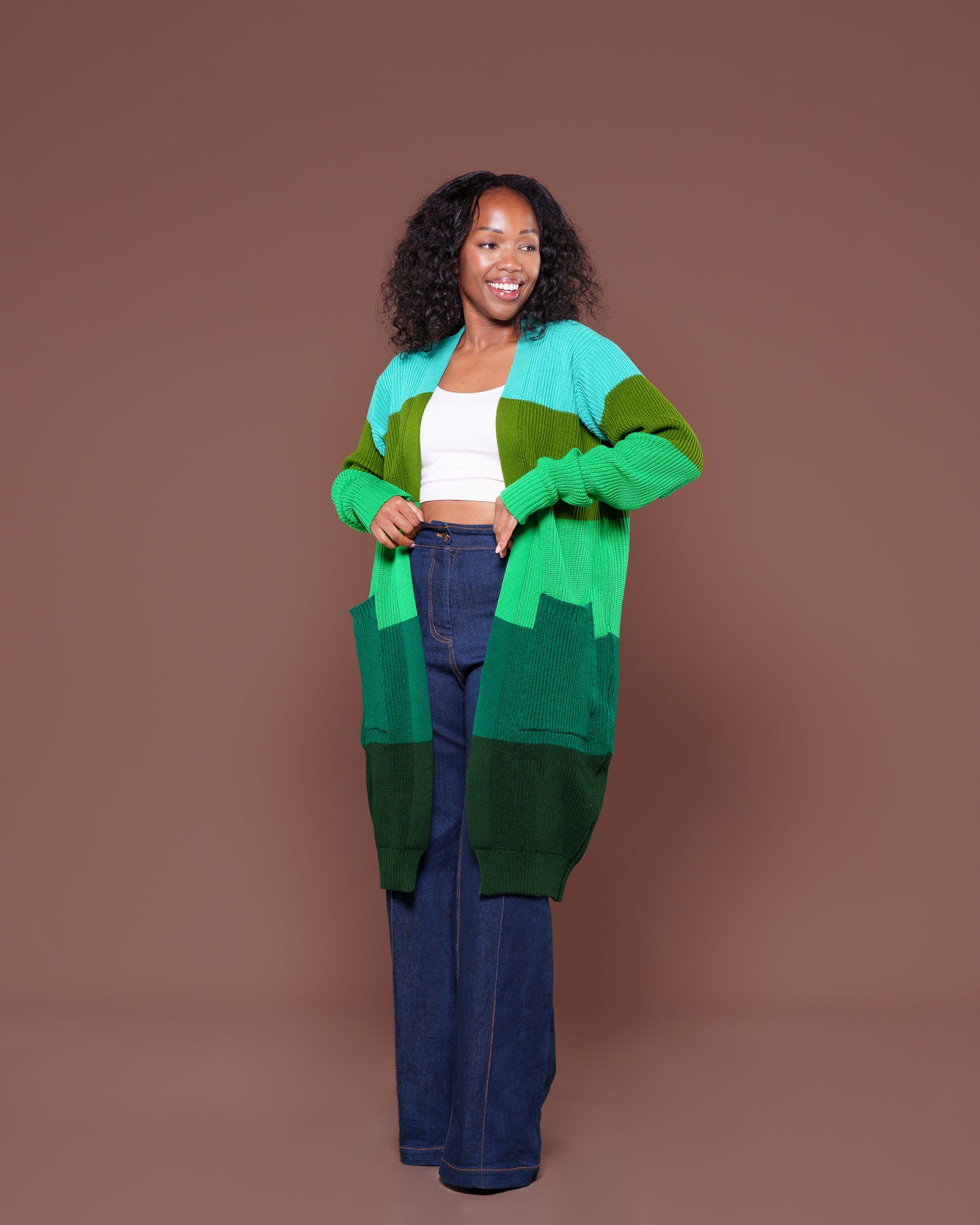 Emerald Monochrome Midi Cardigan