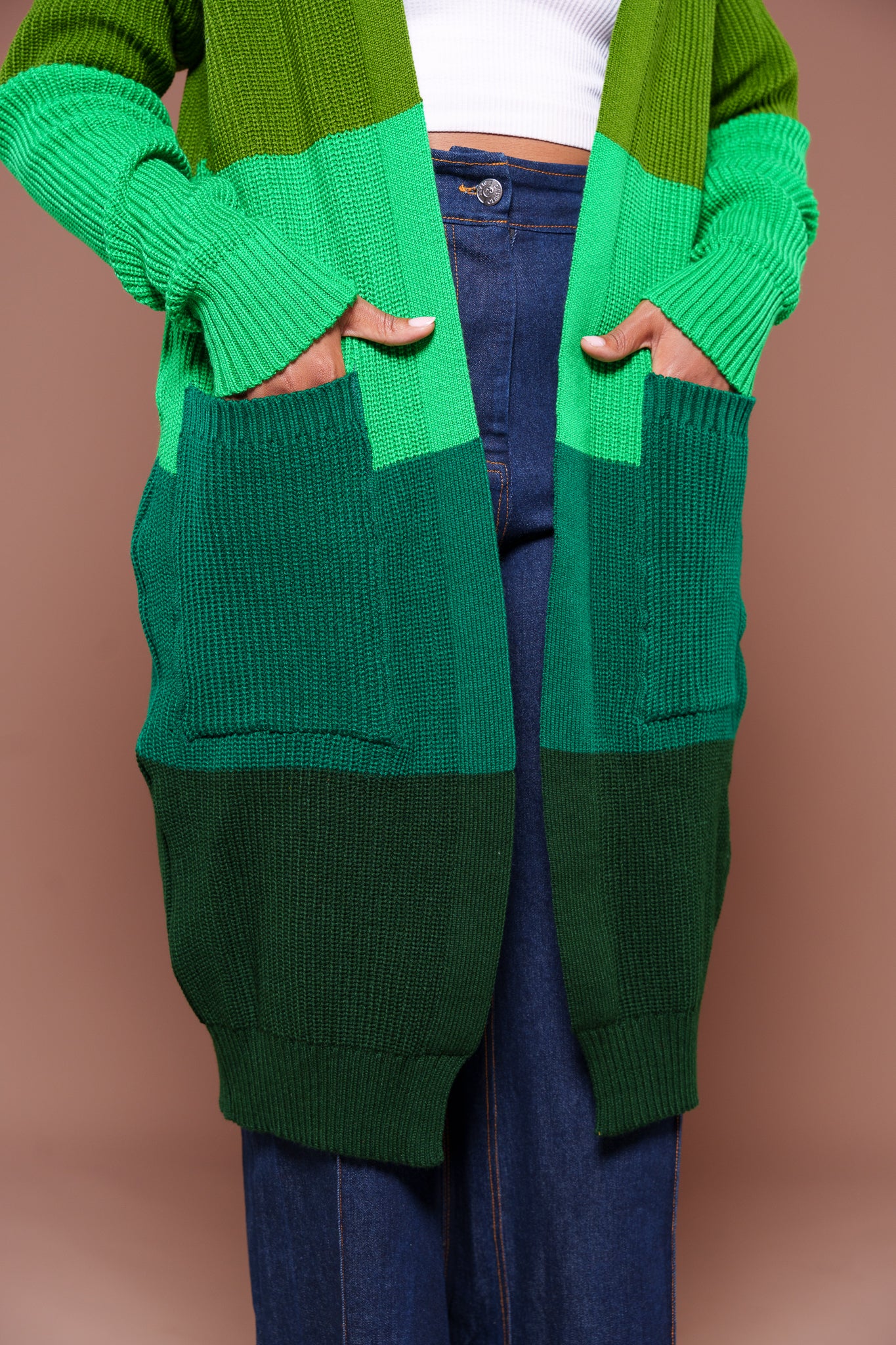 Emerald Monochrome Midi Cardigan