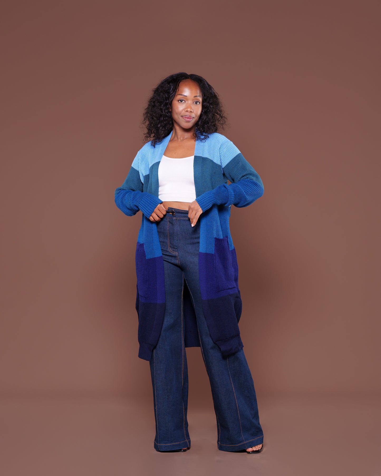 Indigo Monochrome Midi Cardigan