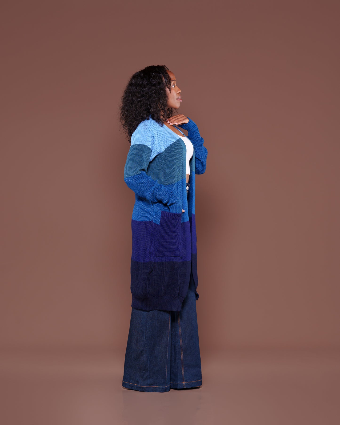 Indigo Monochrome Midi Cardigan