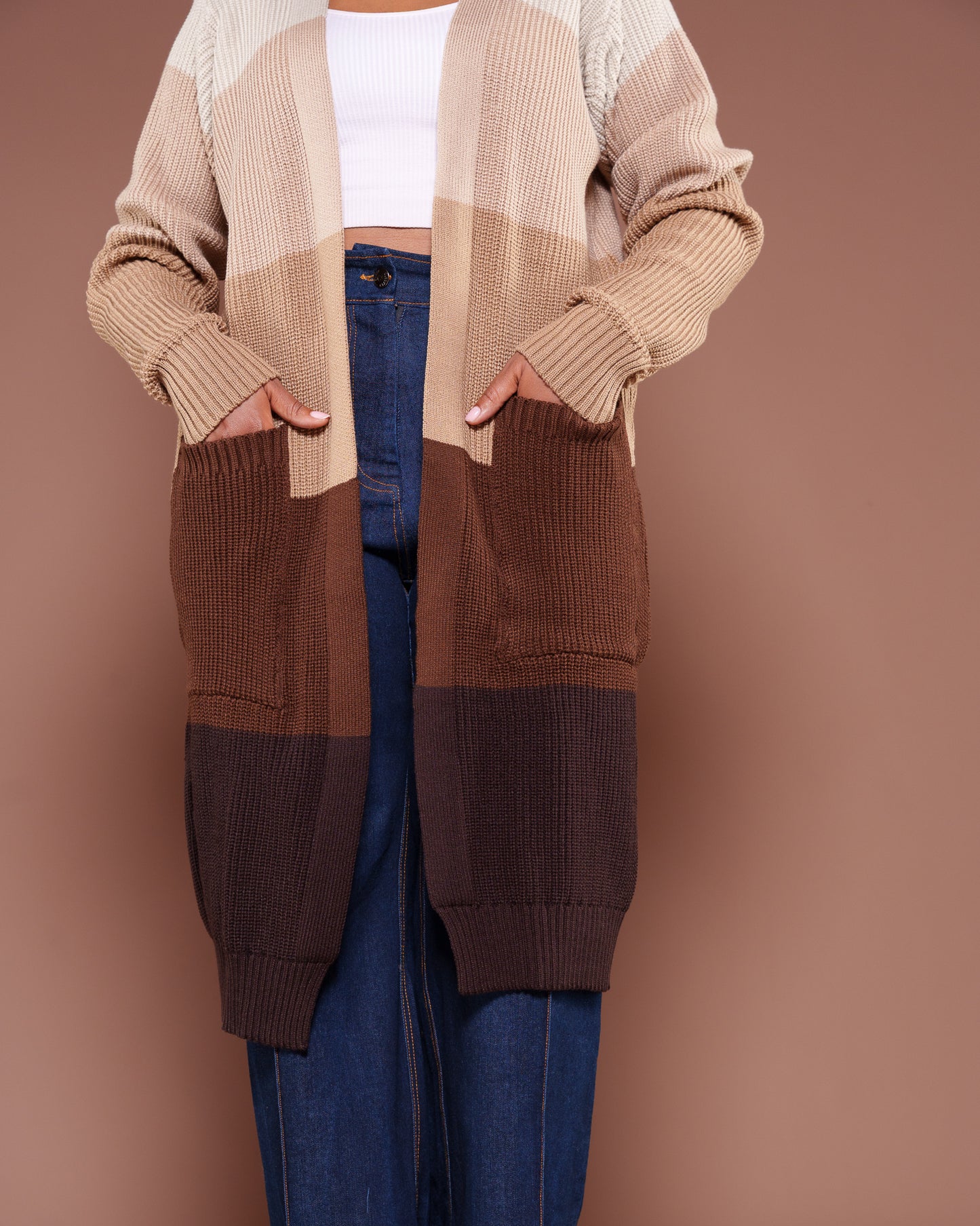 Mocha Monochrome Midi Cardigan