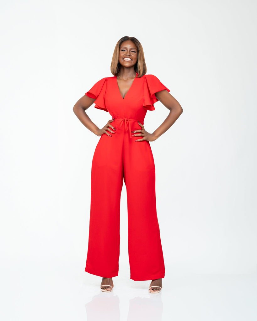 Allure Jumpsuit in Scarlet - Ikojn