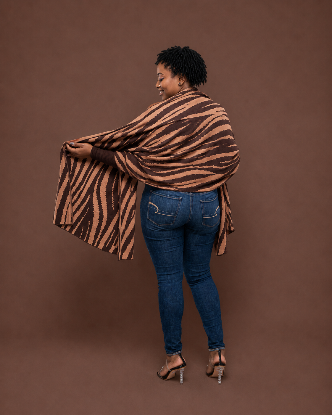 Madeline Printed Shawl in COCOA
