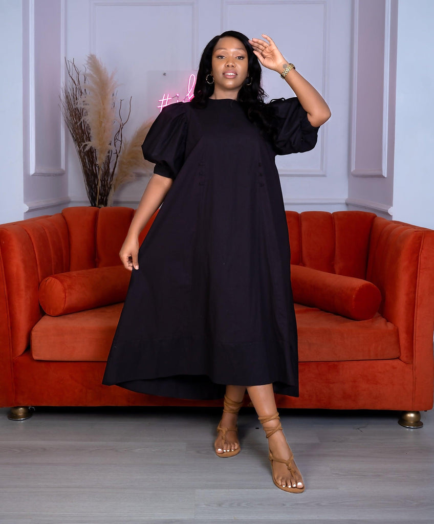 Buy Double O Midi Dress BLACK at Ikojn Nairobi Kenya |Women's clothing wide dress Fashion |Different Sizes