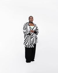 Madeline Printed Shawl in B&W - Ikojn