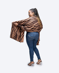 Madeline Printed Shawl in COCOA - Ikojn