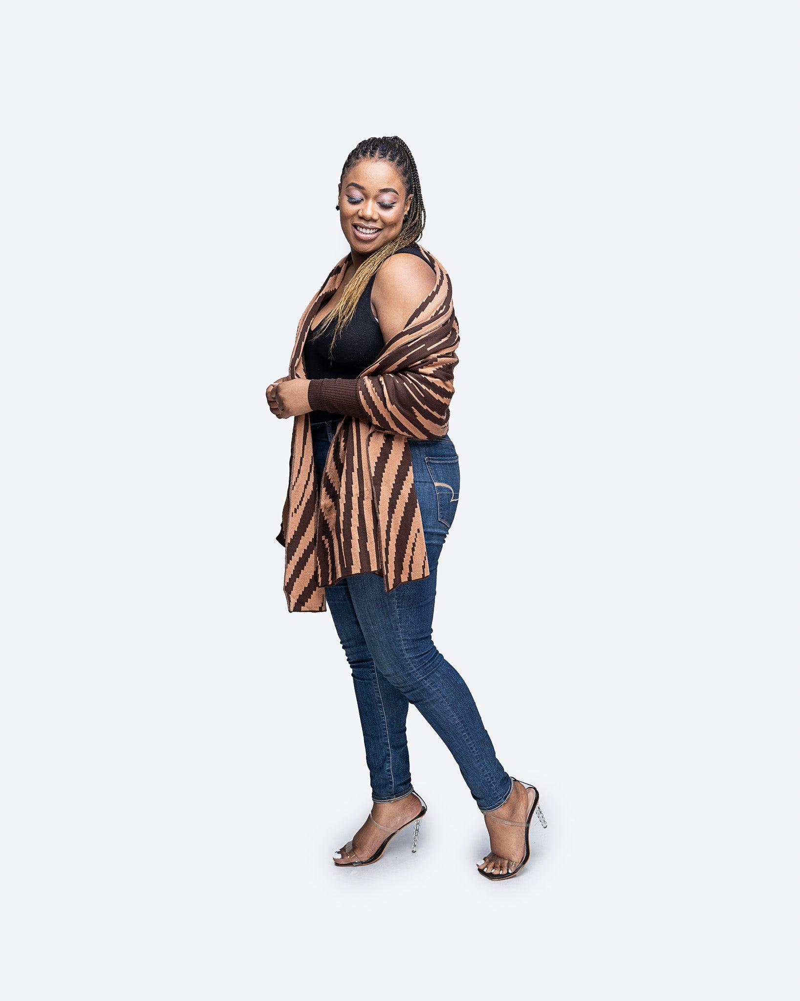 Madeline Printed Shawl in COCOA - Ikojn