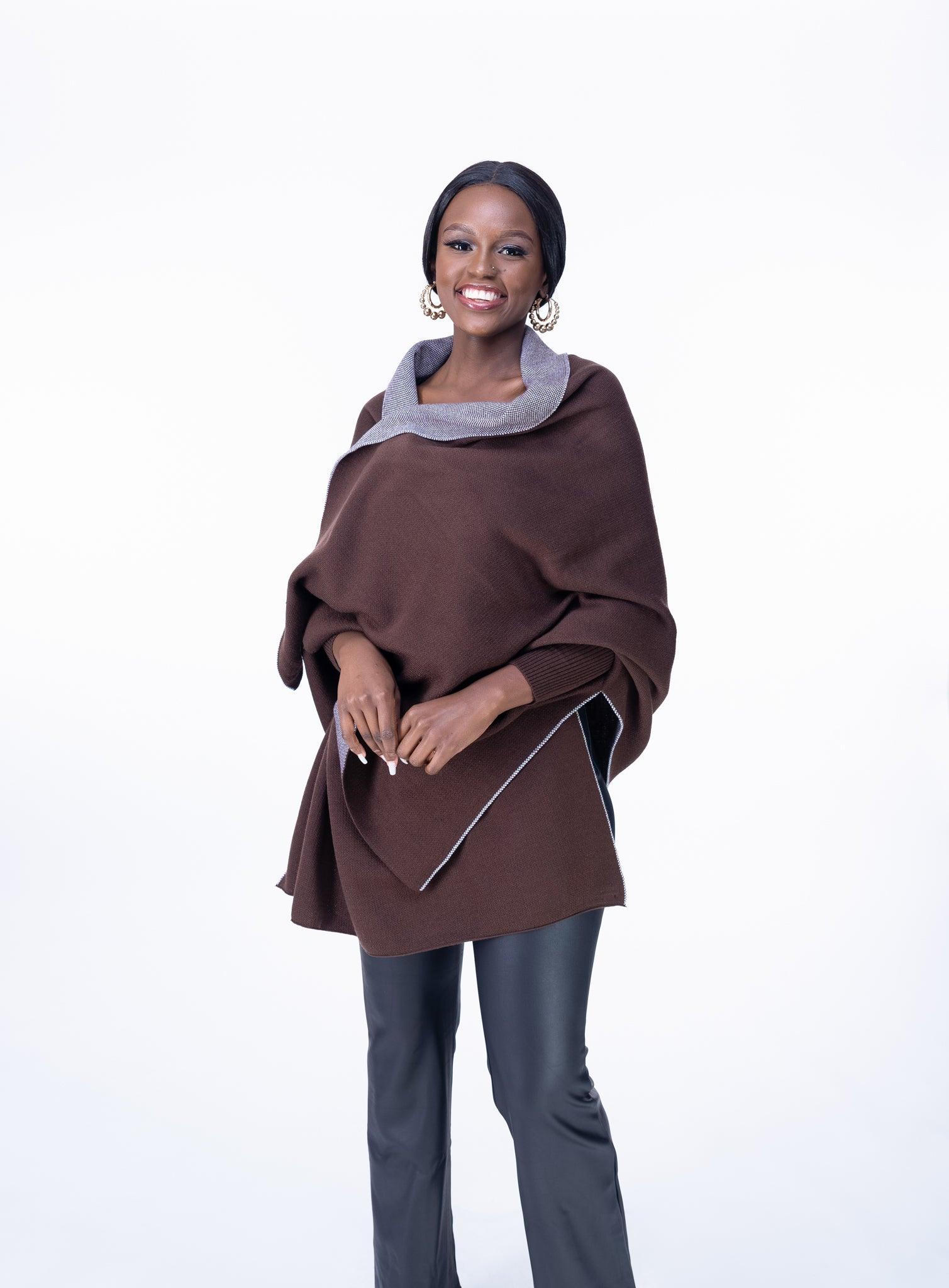 Madeline shawl in Chocolate |Dark Brown Cardigan Scarf Fashion| Style For Ladies |Accessories |Ladies Warm Clothing -Ikojn Westlands Nairobi Kenya