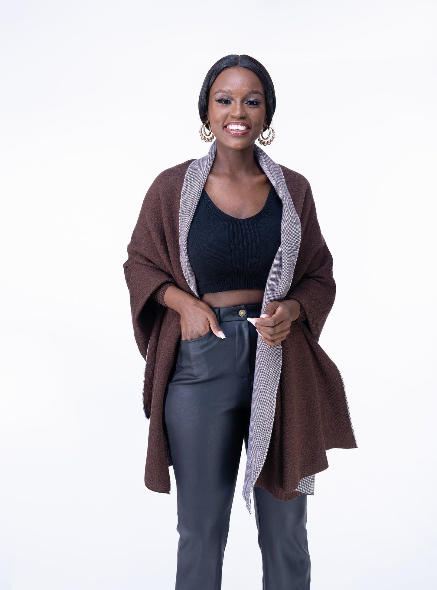 Madeline shawl in Chocolate |Dark Brown Cardigan Scarf Fashion| Style For Ladies |Accessories |Ladies Warm Clothing -Ikojn Westlands Nairobi Kenya