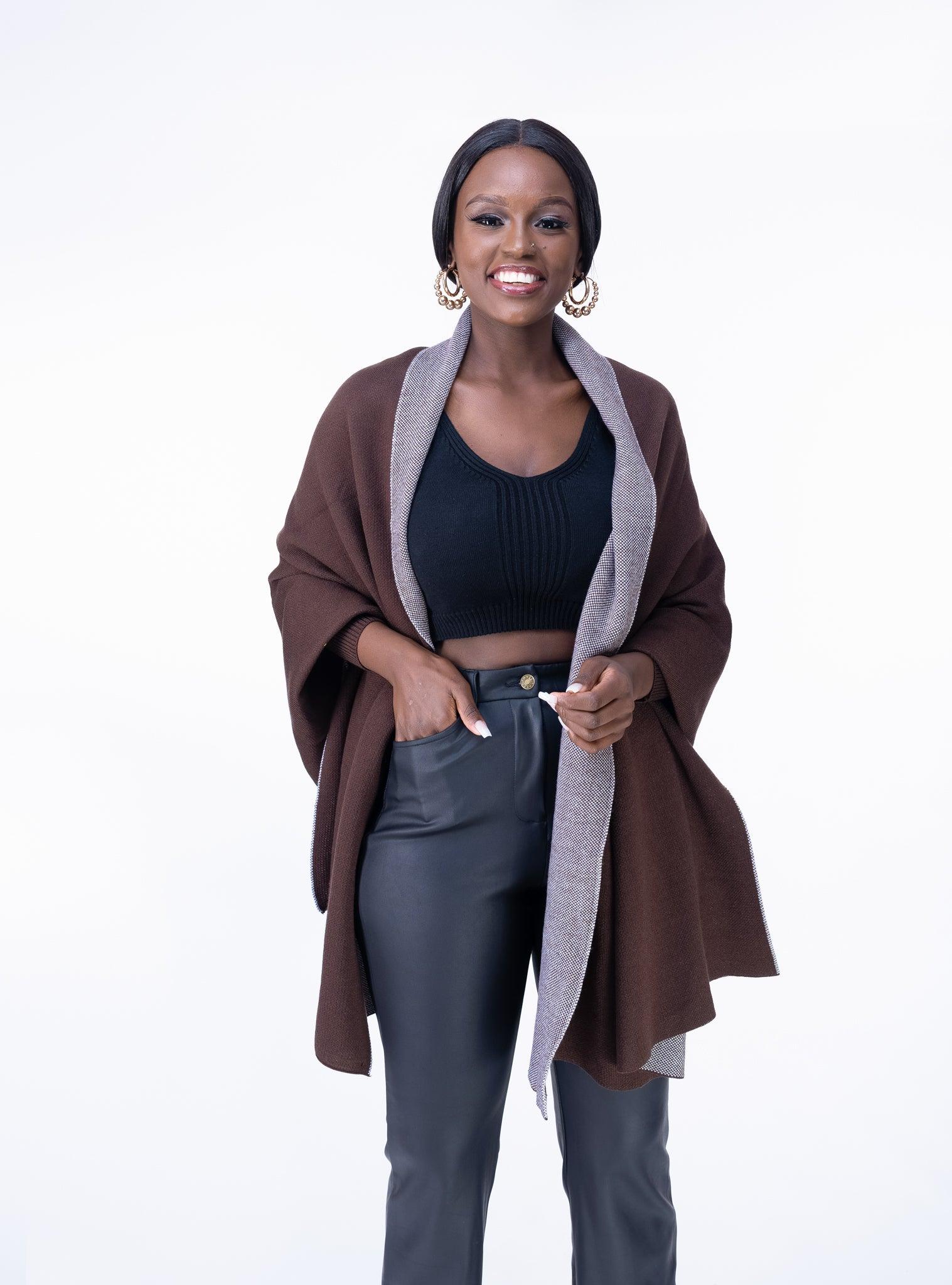 Madeline shawl in Chocolate |Dark Brown Cardigan Scarf Fashion| Style For Ladies |Accessories |Ladies Warm Clothing -Ikojn Westlands Nairobi Kenya