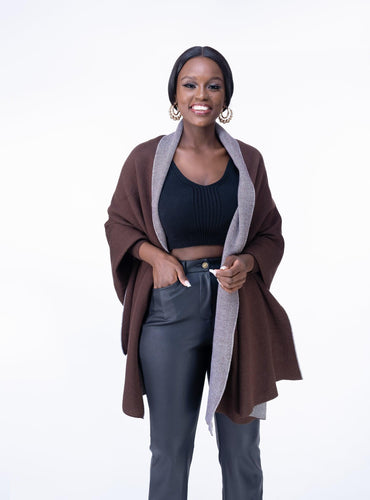 Madeline shawl in Chocolate |Dark Brown Cardigan Scarf Fashion| Style For Ladies |Accessories |Ladies Warm Clothing -Ikojn Westlands Nairobi Kenya