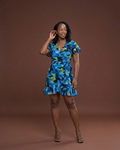 Monet Mini Wrap Dress in Cerulean
