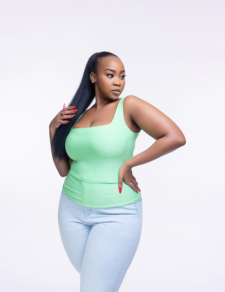 Buy Latests Snatched Square Neck Vest in LIME online |Tight vest- Ikojn nairobi Kenya