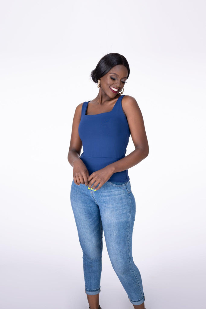 Buy Snatched Square Neck Vest in NAVY online |Women's clothing |Vest and Tank Camis at Ikojn Nairobi Kenya