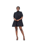 Sweet Nothings Tiered Shirt Dress in BLACK - Ikojn