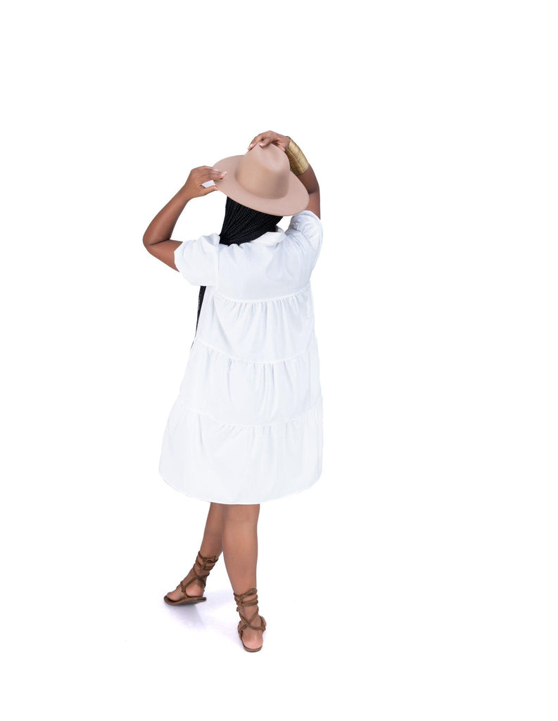 Shop for Sweet Nothings Tiered Shirt Dress in WHITE at Ikojn Nairobi Kenya